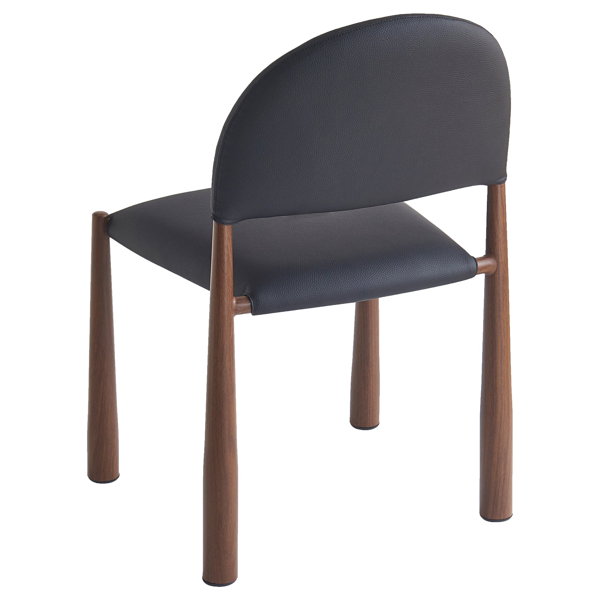 Auggie Dining Chair - Black Faux Leather Walnut Finish-DECOROLALA