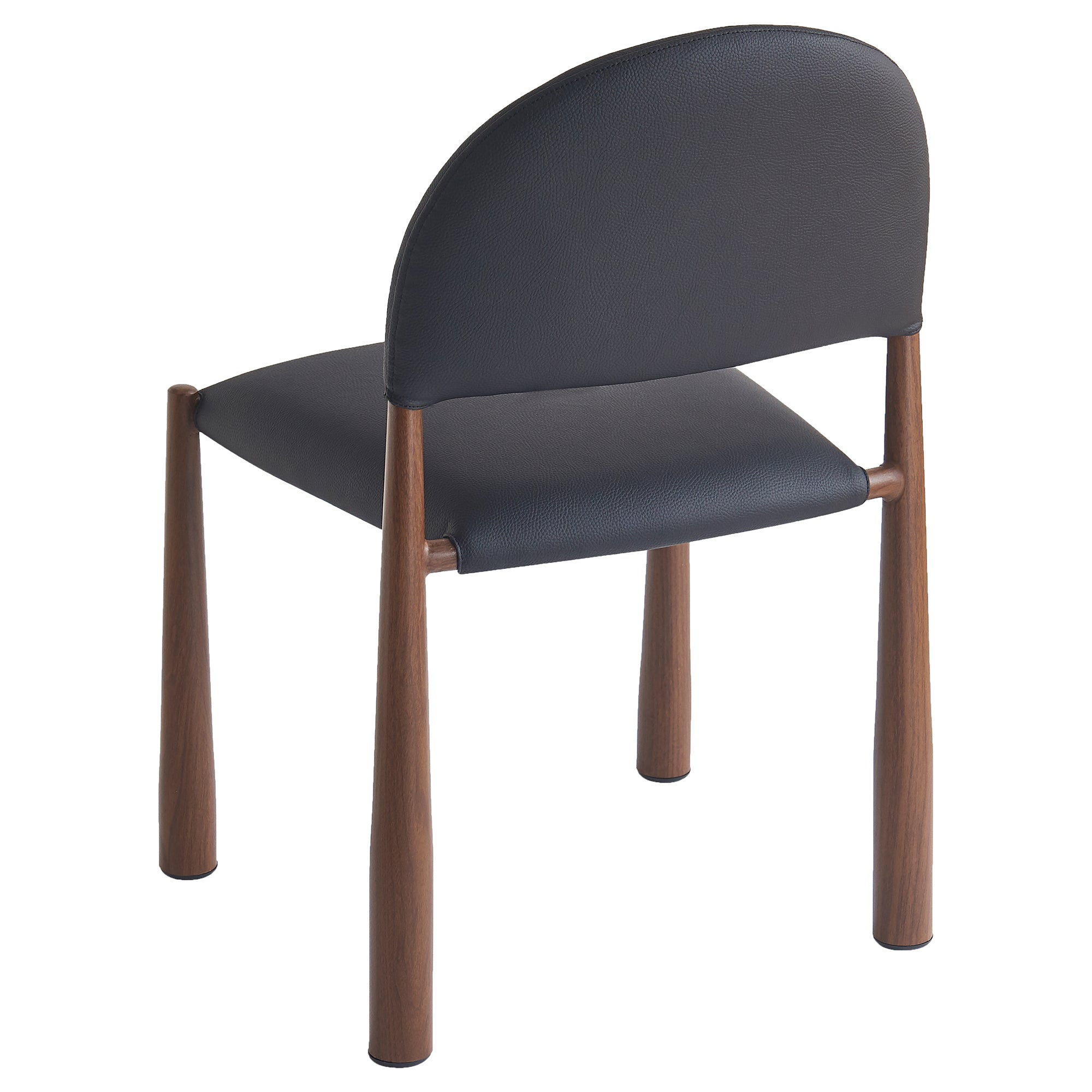 Auggie Dining Chair - Black Faux Leather Walnut Finish-DECOROLALA