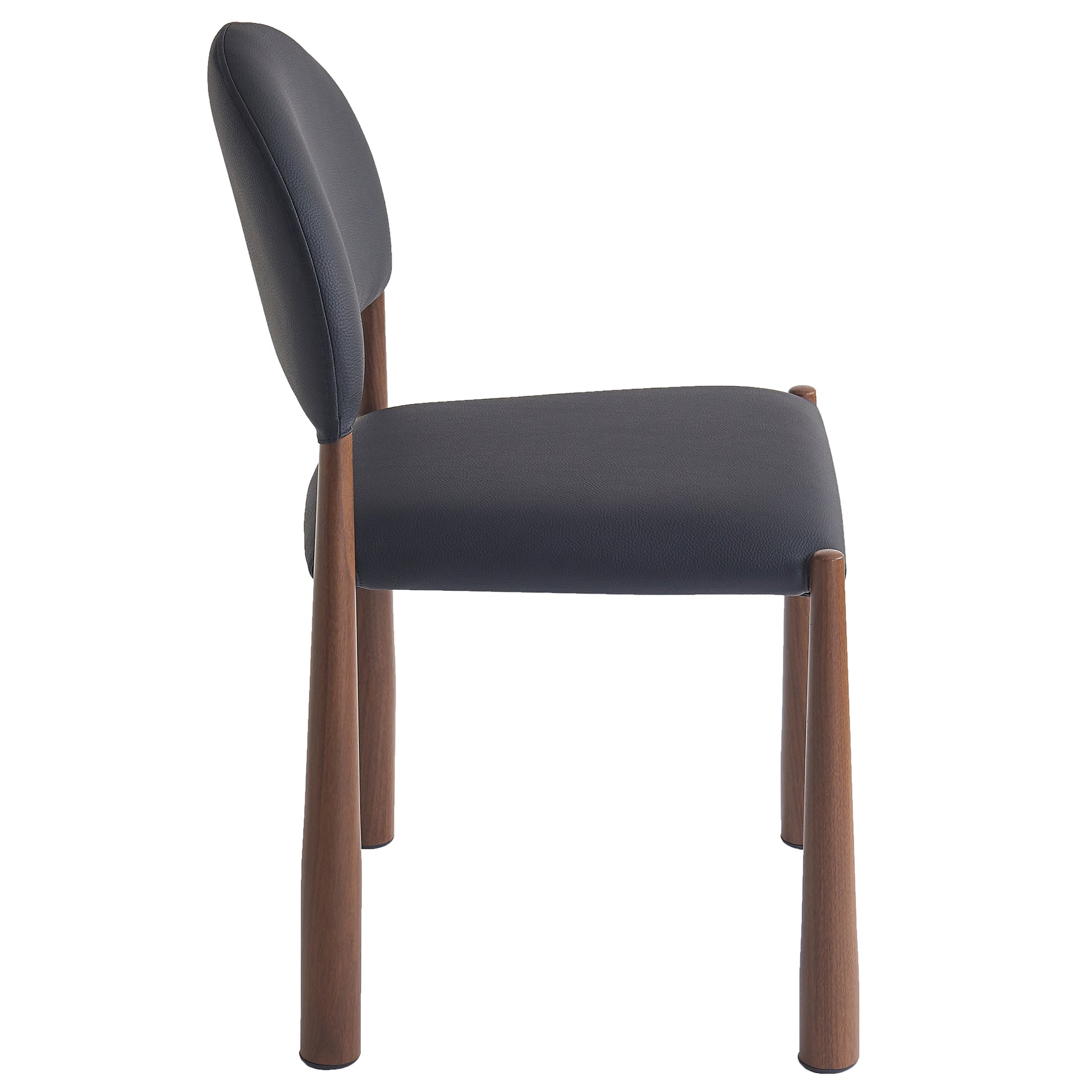 Auggie Dining Chair - Black Faux Leather Walnut Finish-DECOROLALA