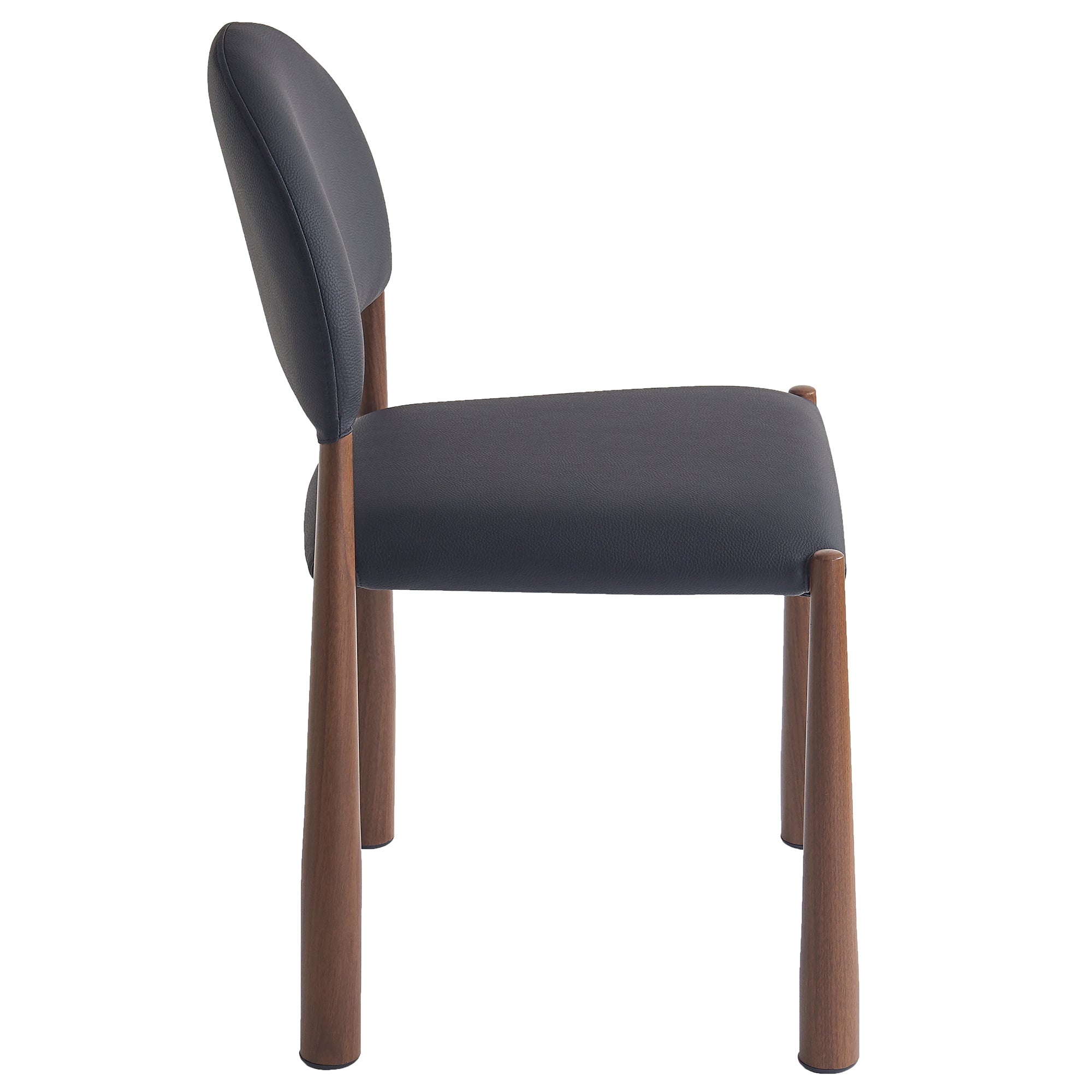Auggie Dining Chair - Black Faux Leather Walnut Finish-DECOROLALA