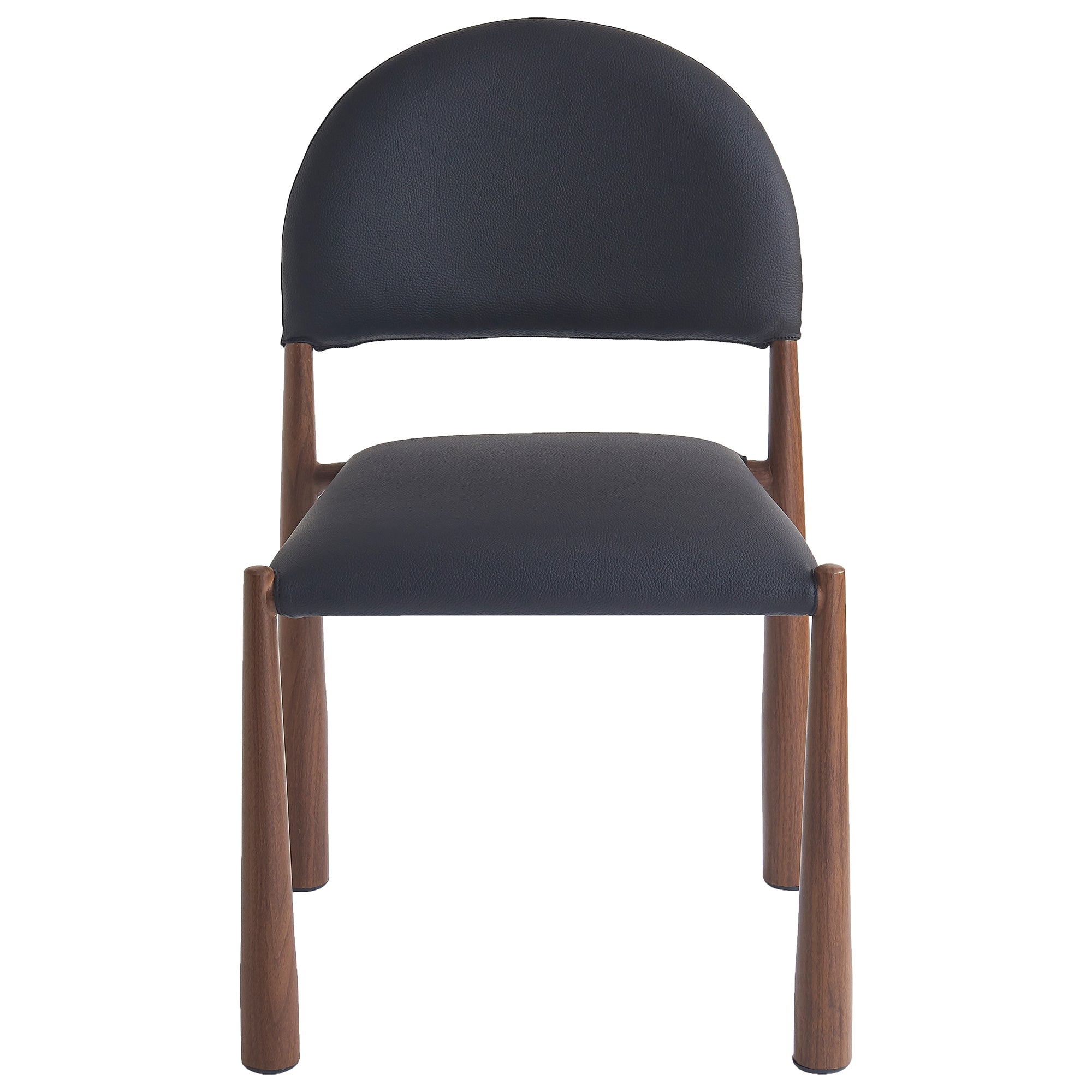 Auggie Dining Chair - Black Faux Leather Walnut Finish-DECOROLALA