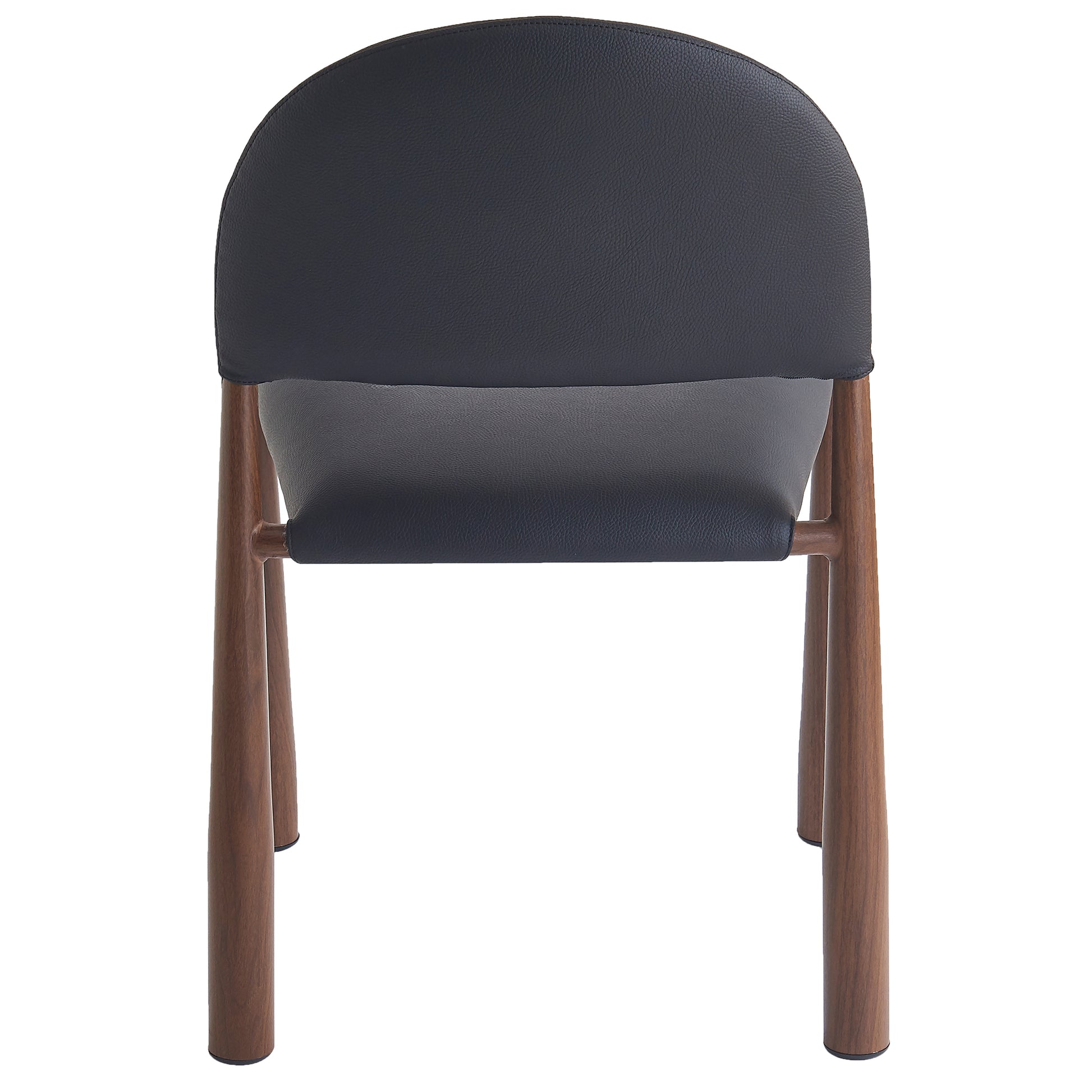 Auggie Dining Chair - Black Faux Leather Walnut Finish-DECOROLALA