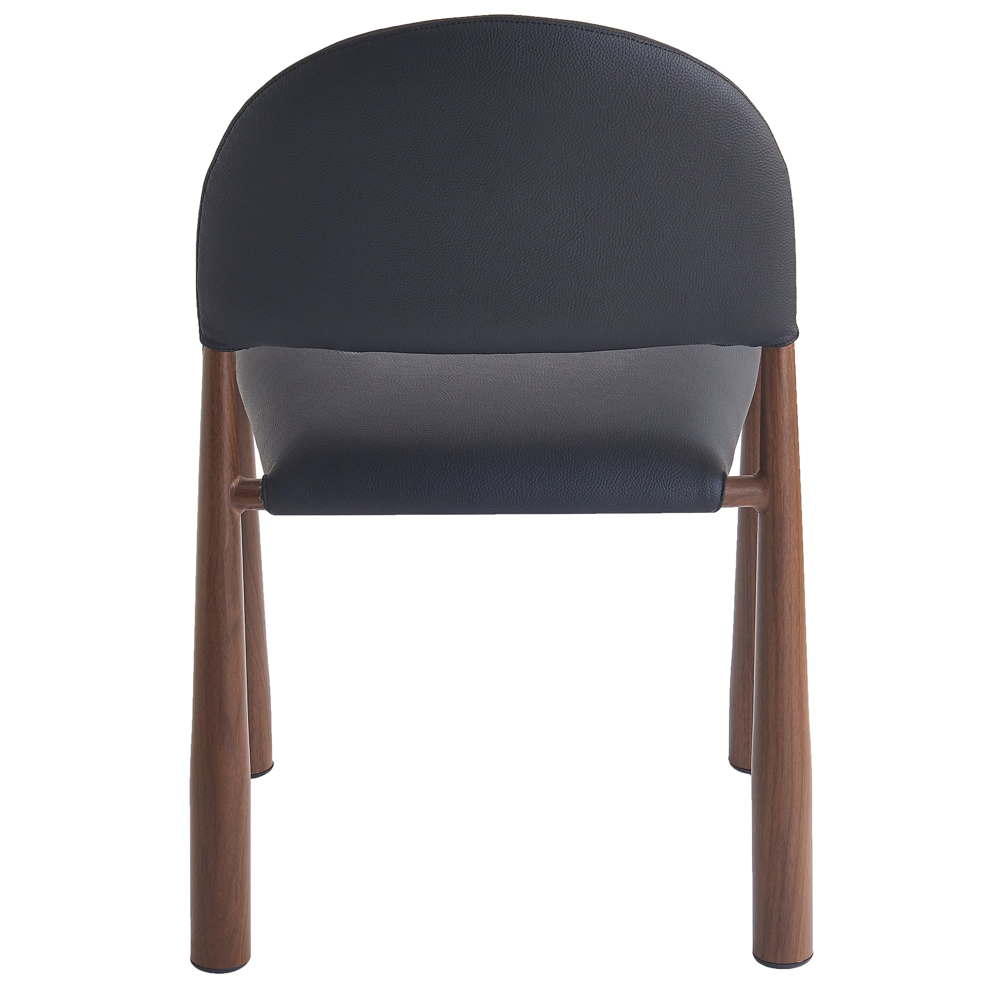 Auggie Dining Chair - Black Faux Leather Walnut Finish-DECOROLALA