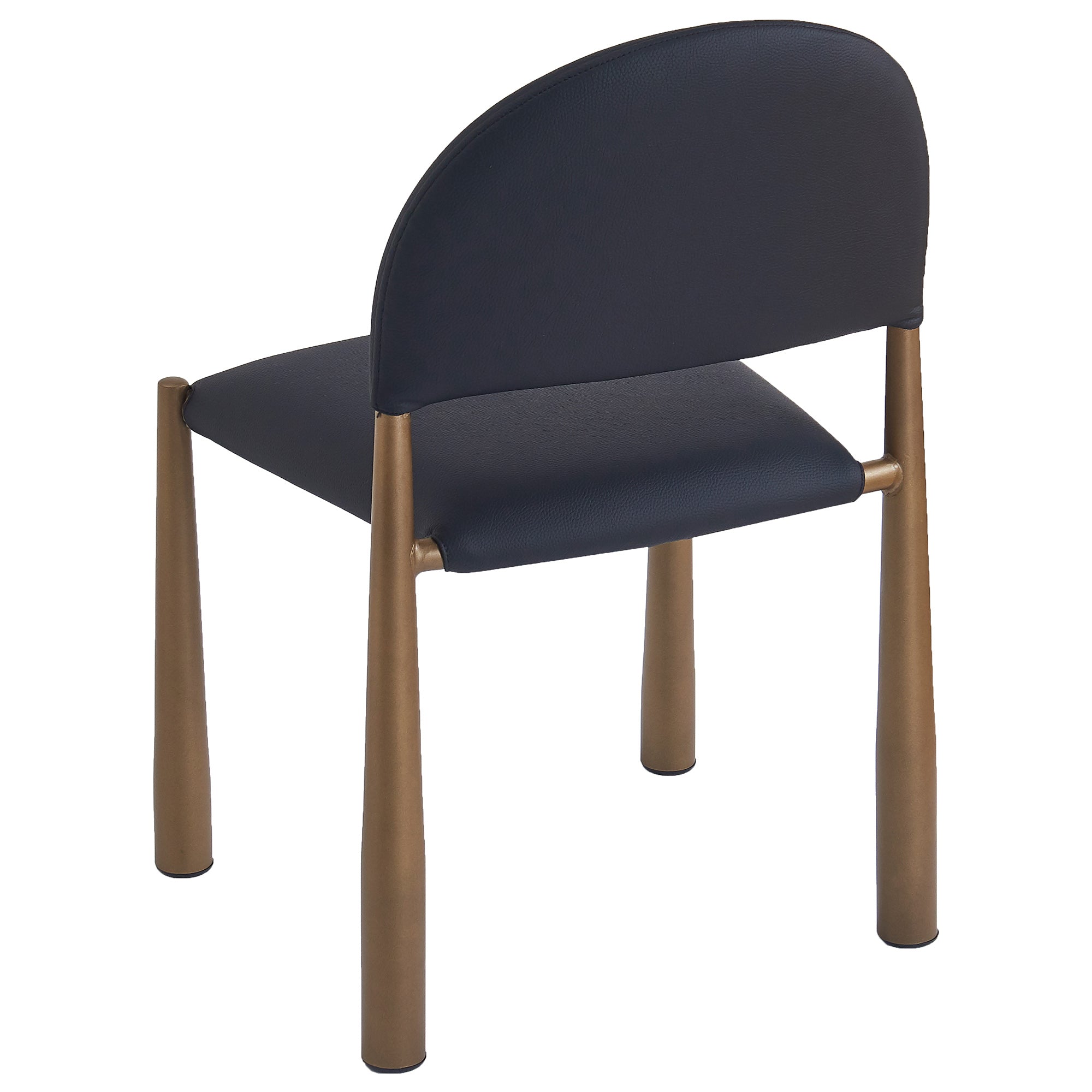 Auggie Modern Dining Chair - Black Faux Leather & Aged Gold-DECOROLALA