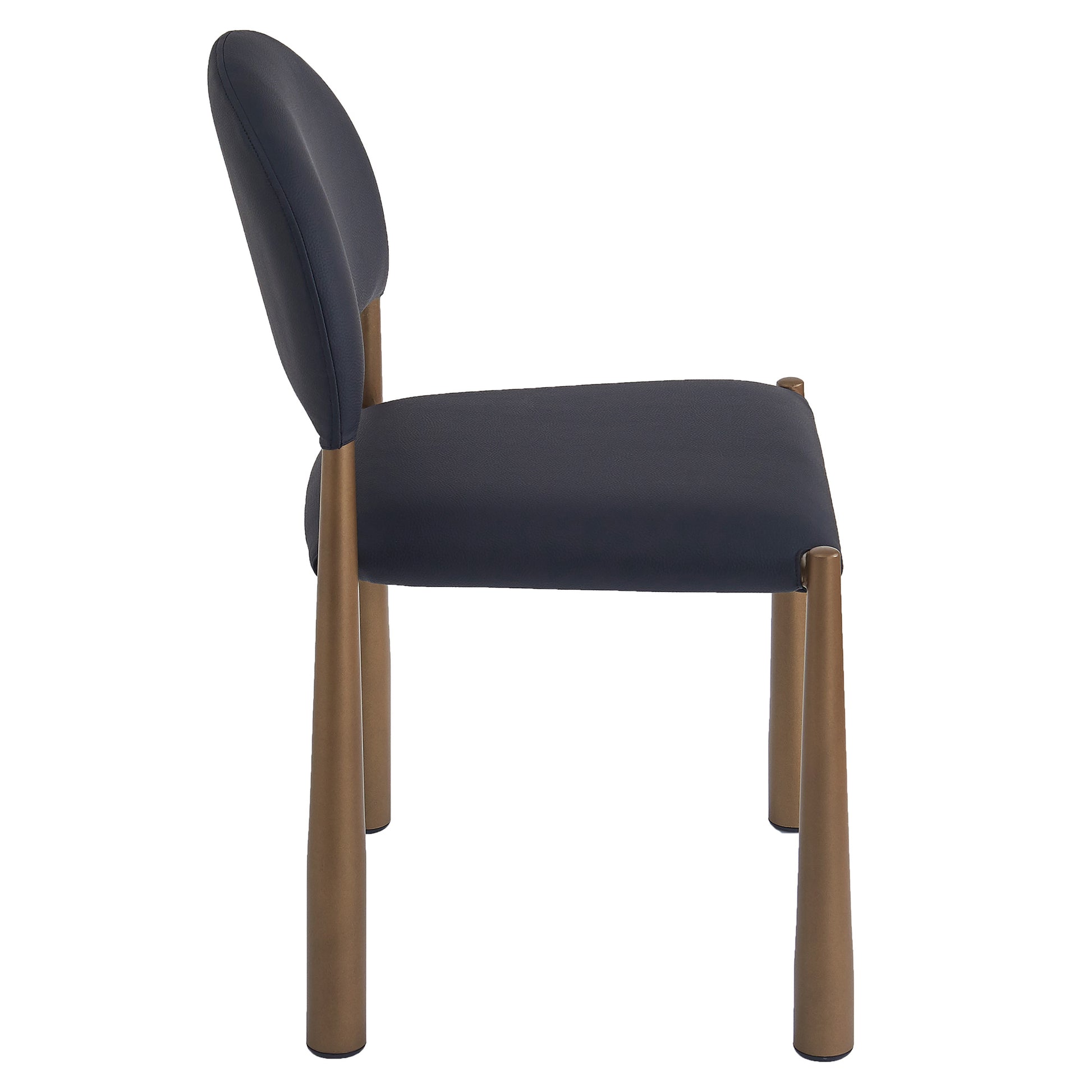 Auggie Modern Dining Chair - Black Faux Leather & Aged Gold-DECOROLALA
