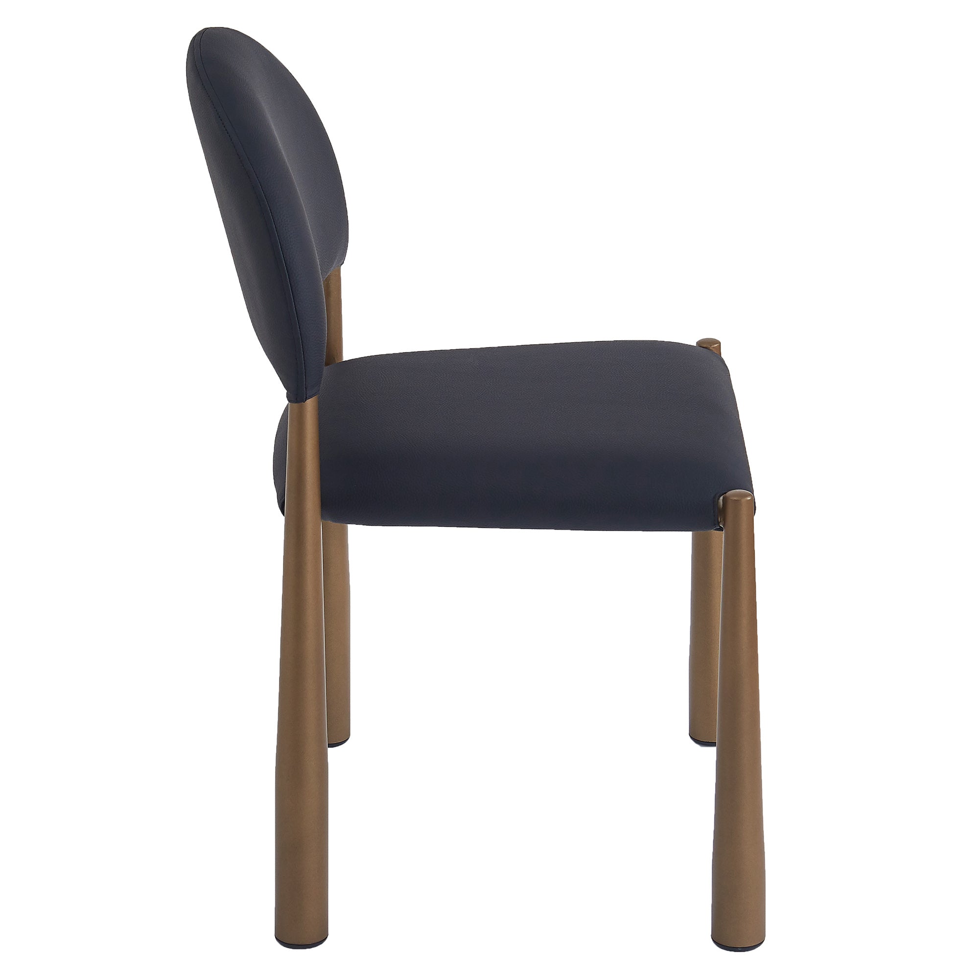 Auggie Modern Dining Chair - Black Faux Leather & Aged Gold-DECOROLALA