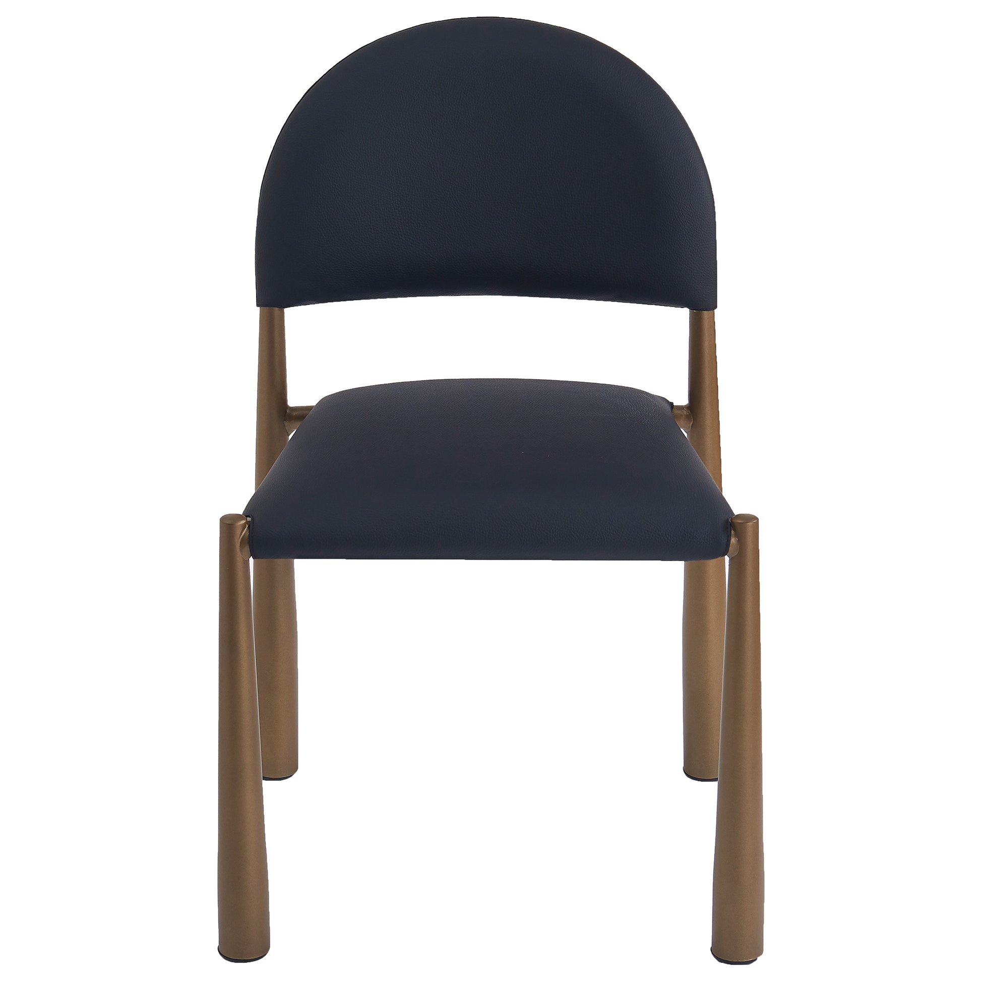 Auggie Modern Dining Chair - Black Faux Leather & Aged Gold-DECOROLALA