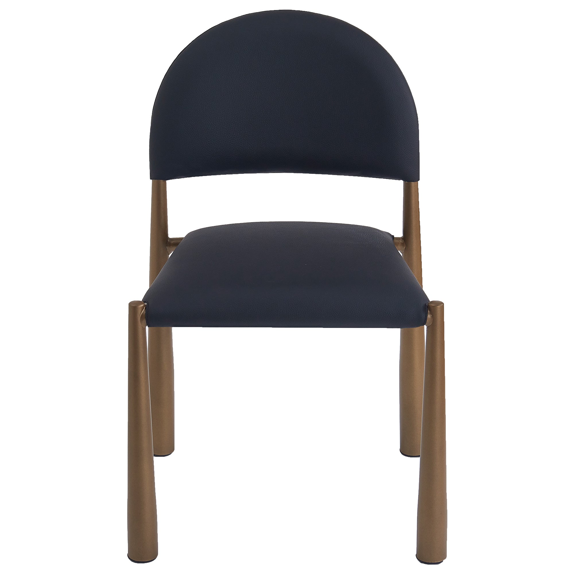 Auggie Modern Dining Chair - Black Faux Leather & Aged Gold-DECOROLALA