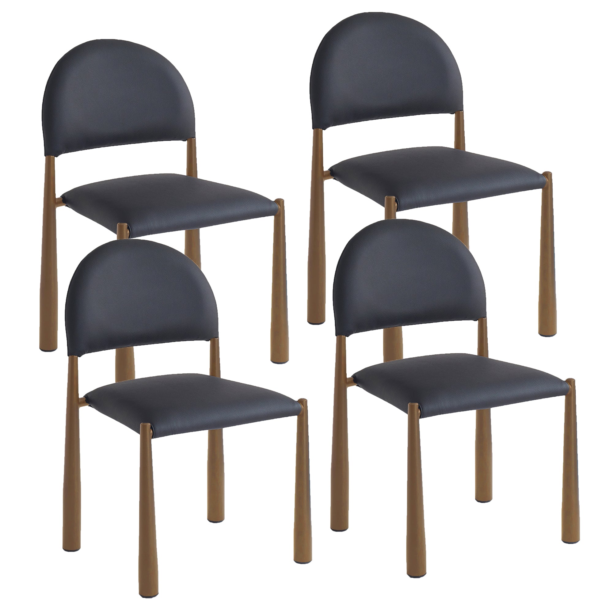Auggie Modern Dining Chair - Black Faux Leather & Aged Gold-DECOROLALA