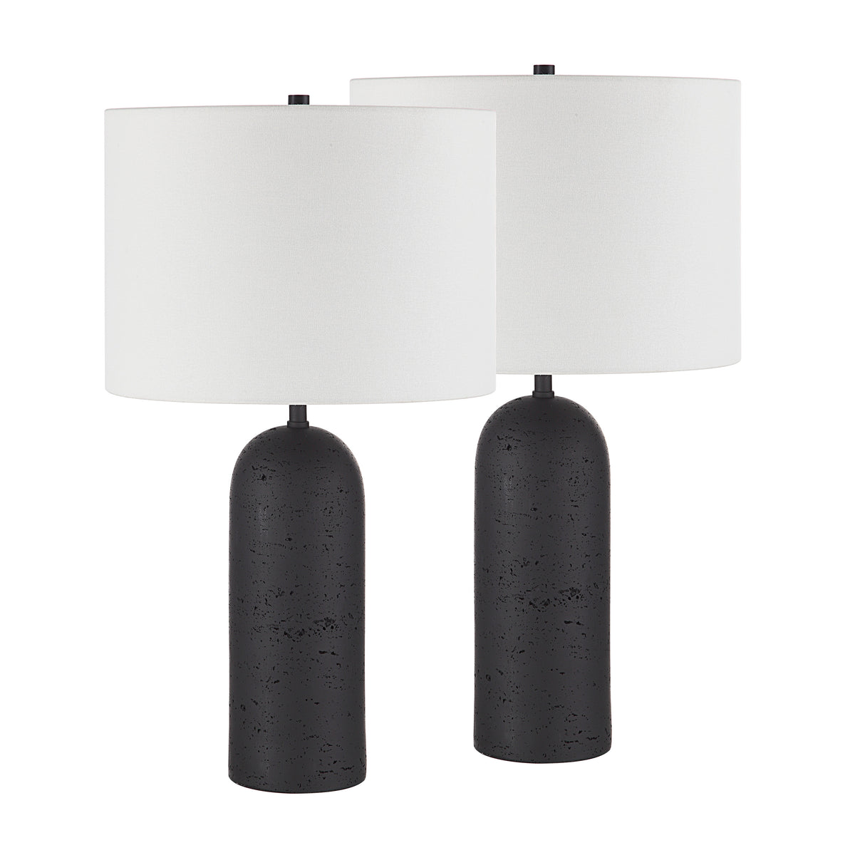 Augusta 25" Black Resin Table Lamp with Linen Shade (2-Pack)-Table Lamps-DECOROLALA