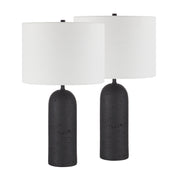Augusta 25" Tall Black Resin Table Lamp with Drum Linen Shade (Set of 2)-Table Lamp- Set of two-DECOROLALA