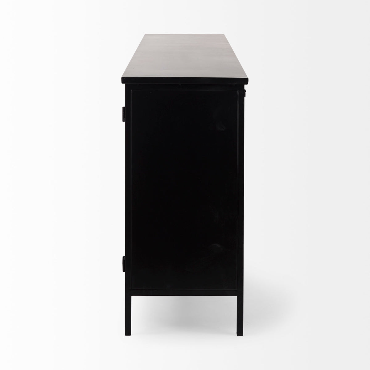 Aurelia 79.0L x 16.0W x 33.0H Black and White Metal Four Door Glass Cabinet-Sideboards & Buffets-DECOROLALA