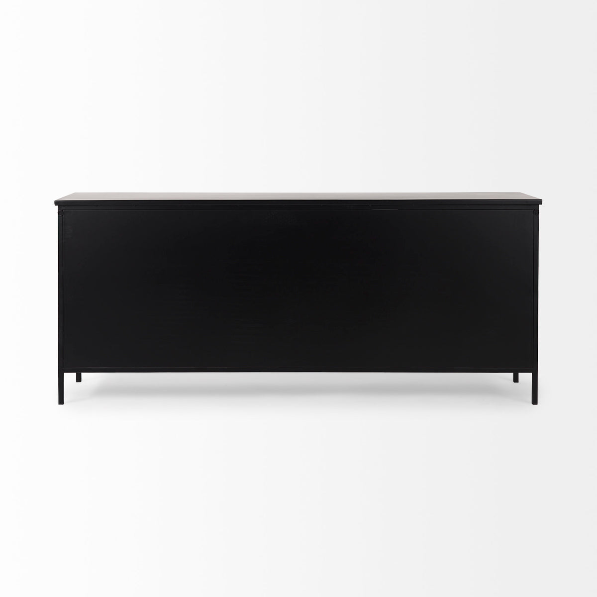 Aurelia 79.0L x 16.0W x 33.0H Black and White Metal Four Door Glass Cabinet-Sideboards & Buffets-DECOROLALA