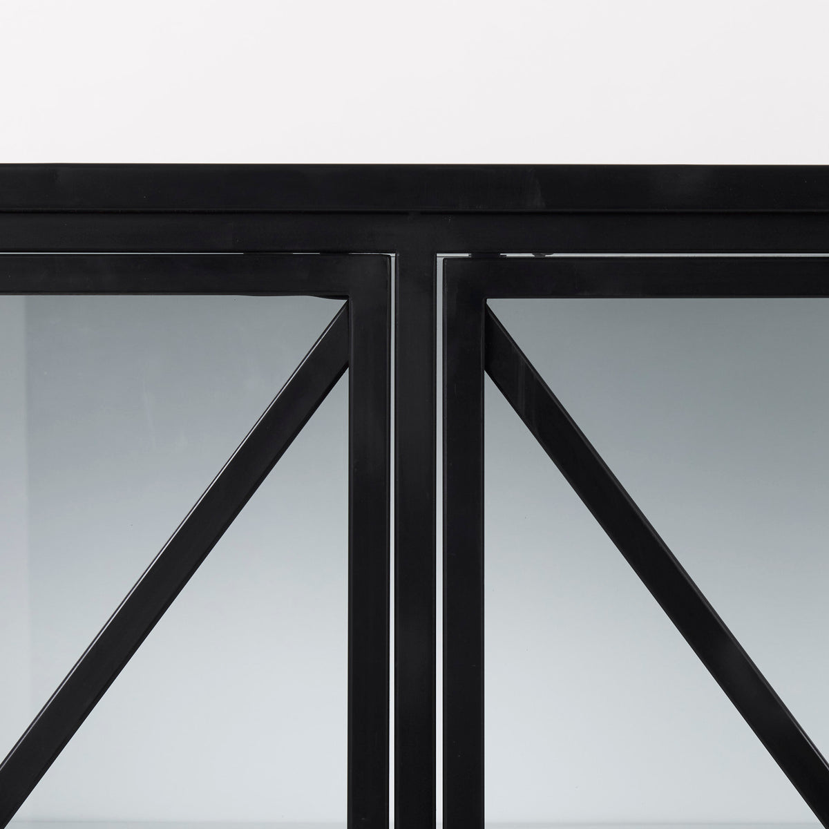 Aurelia 79.0L x 16.0W x 33.0H Black and White Metal Four Door Glass Cabinet-Sideboards & Buffets-DECOROLALA