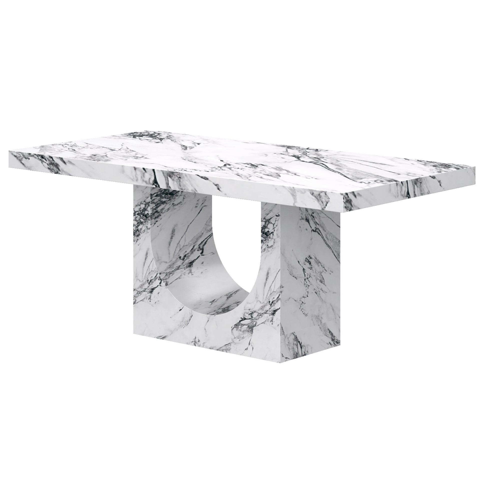 Aurelia Dining Table - Bulgari White Marble Finish-DECOROLALA