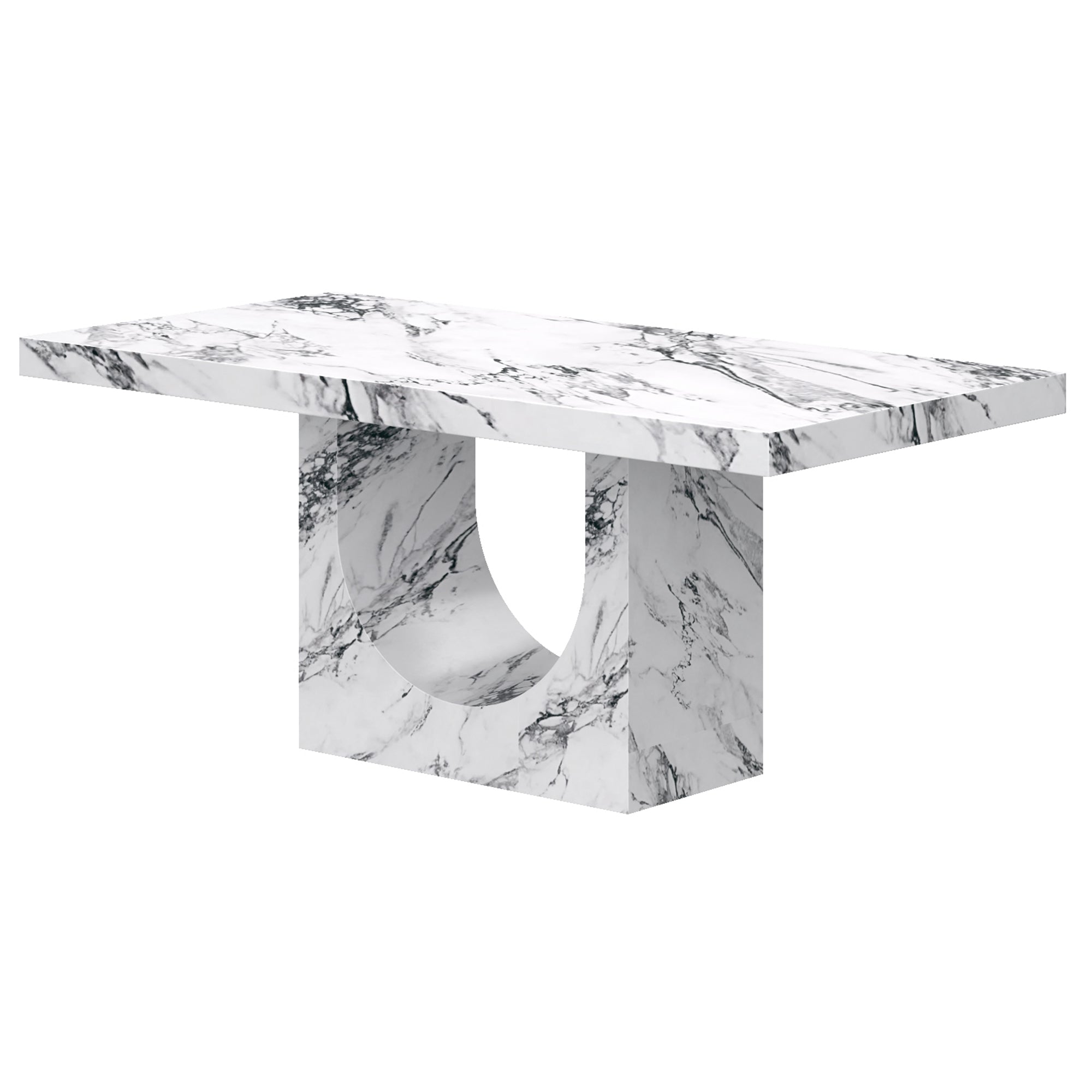 Aurelia Dining Table - Bulgari White Marble Finish-DECOROLALA
