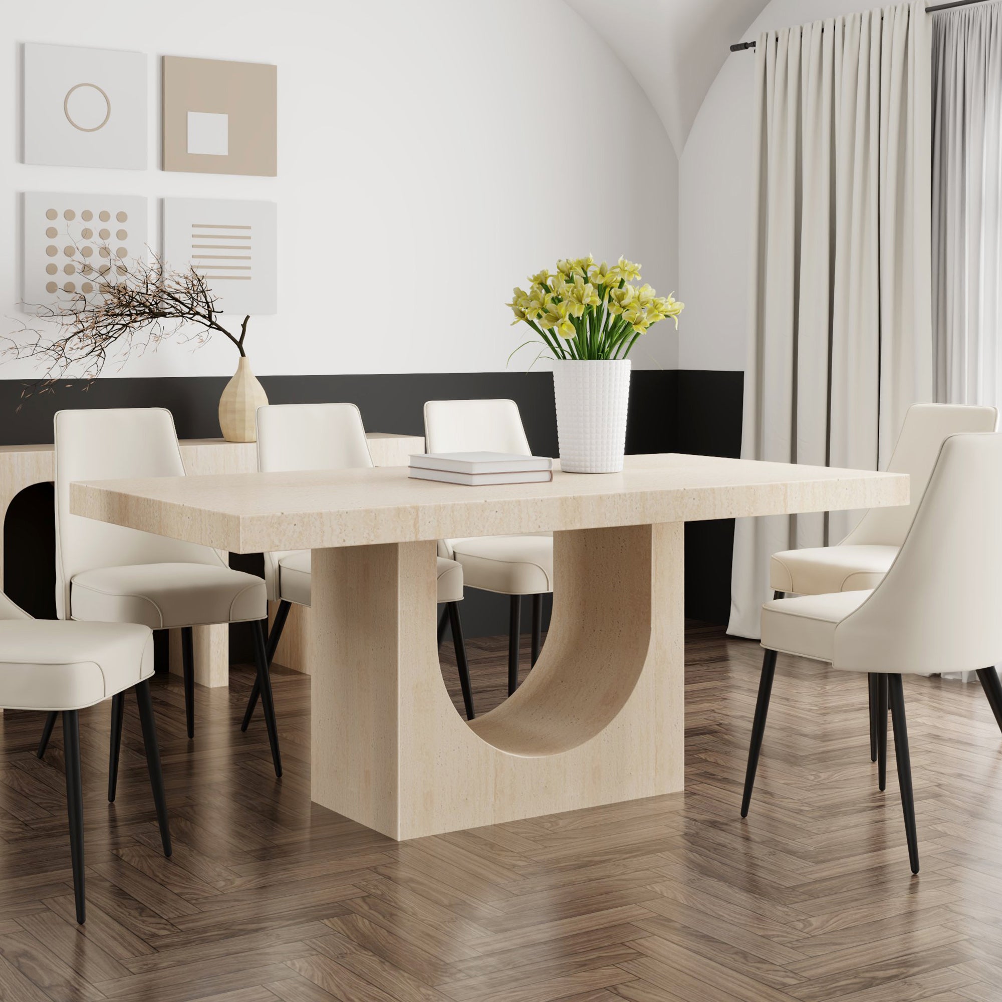 Aurelia Travertine Dining Table - Commercial Grade-DECOROLALA