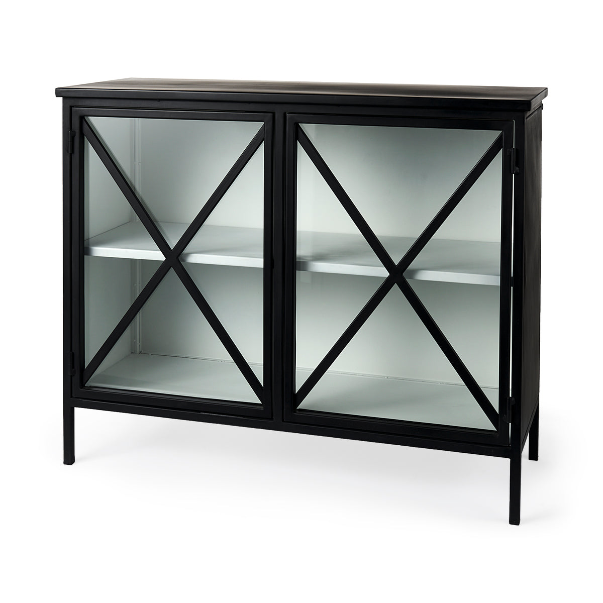 Aurelia Two Door Glass Cabinet-Accent Cabinets & Chests-DECOROLALA
