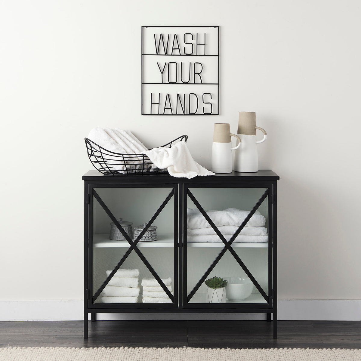 Aurelia Two Door Glass Cabinet-Accent Cabinets & Chests-DECOROLALA