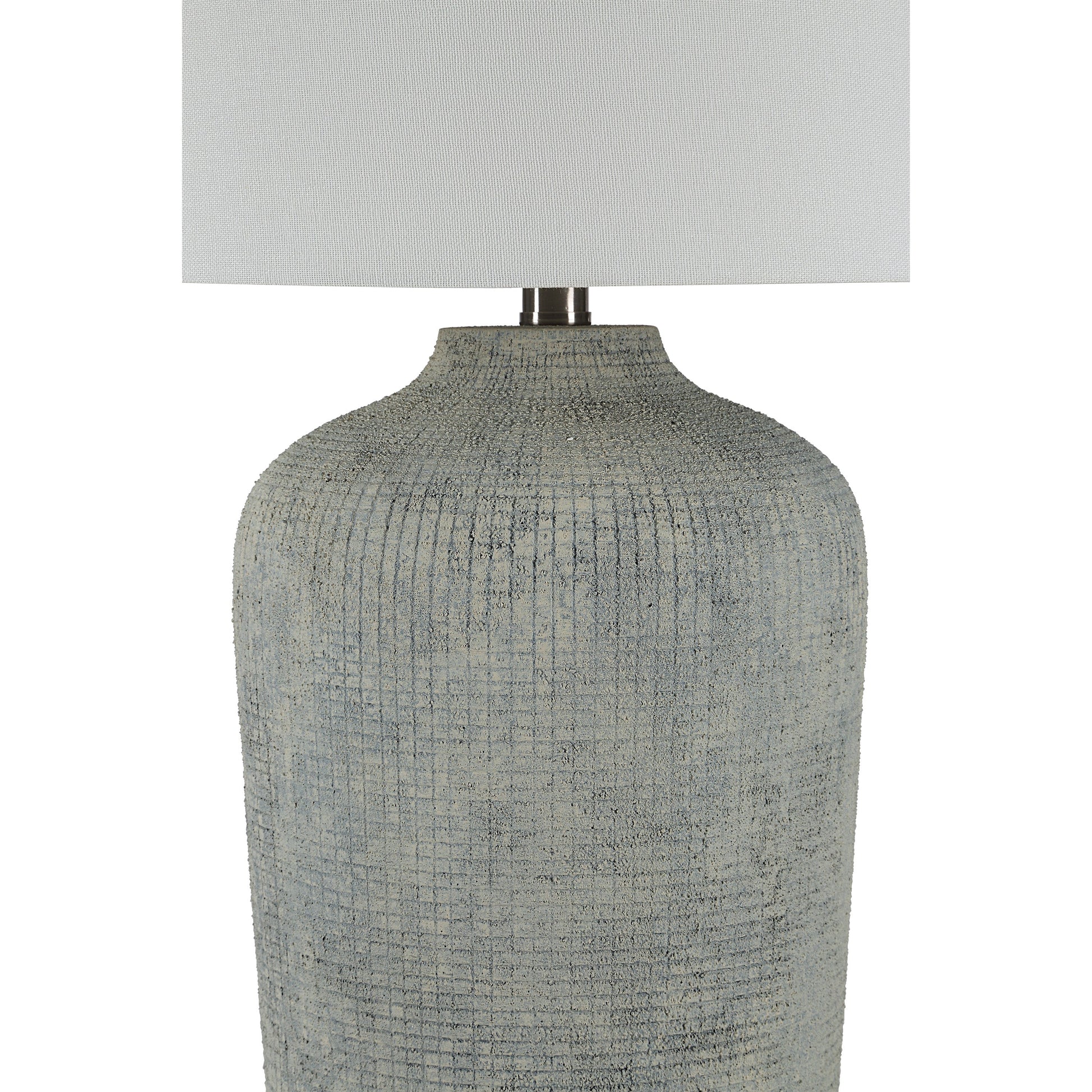 Aurelle 28.5" Table Lamp Grey with Linen Shade-Table Lamp-DECOROLALA