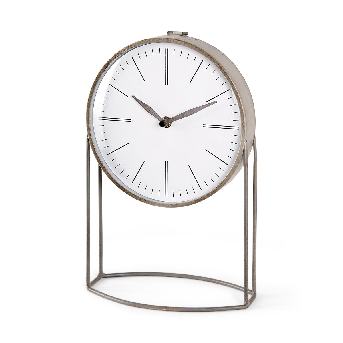 Aurus Matte Gray Metal Table Clock-Table Clocks-DECOROLALA