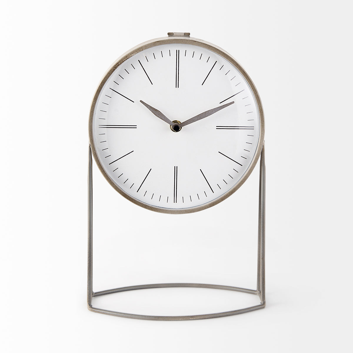 Aurus Matte Gray Metal Table Clock-Table Clocks-DECOROLALA