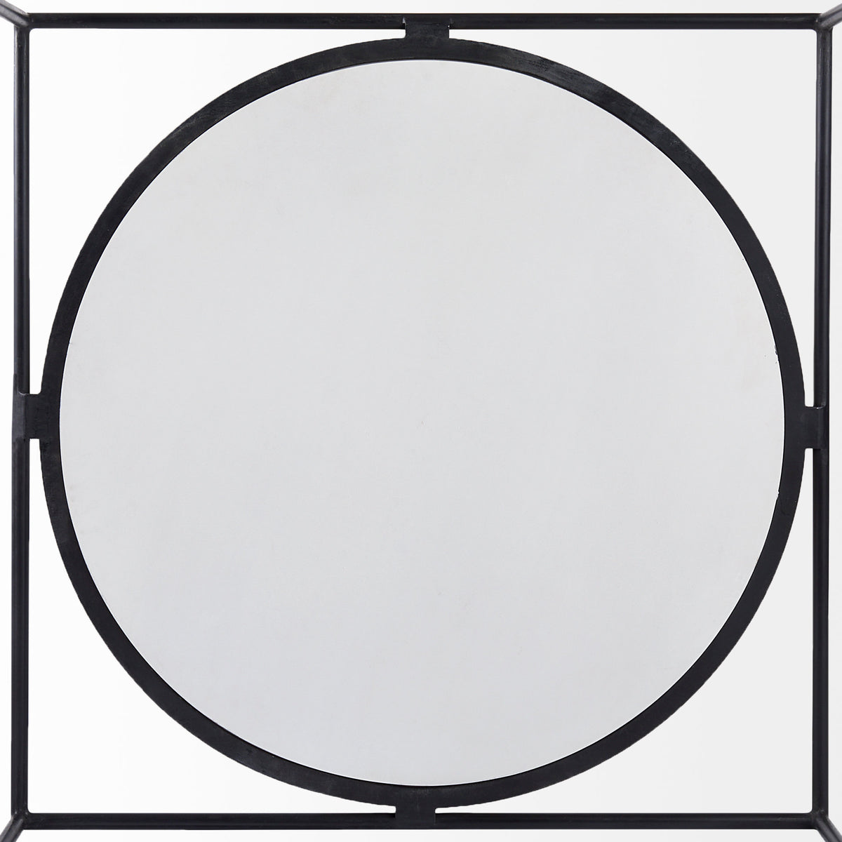 Austen 36L x 36W x 14.5H Round White Marble Top W/ Black Metal Frame Coffee Table-Coffee Tables-DECOROLALA