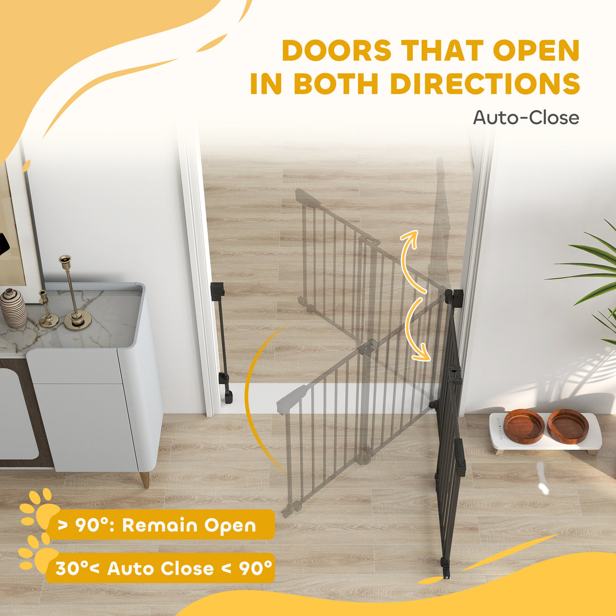 Auto-Close Pet Gate - 29"-44" Wide Black Metal Dog Gate-Dogs-DECOROLALA