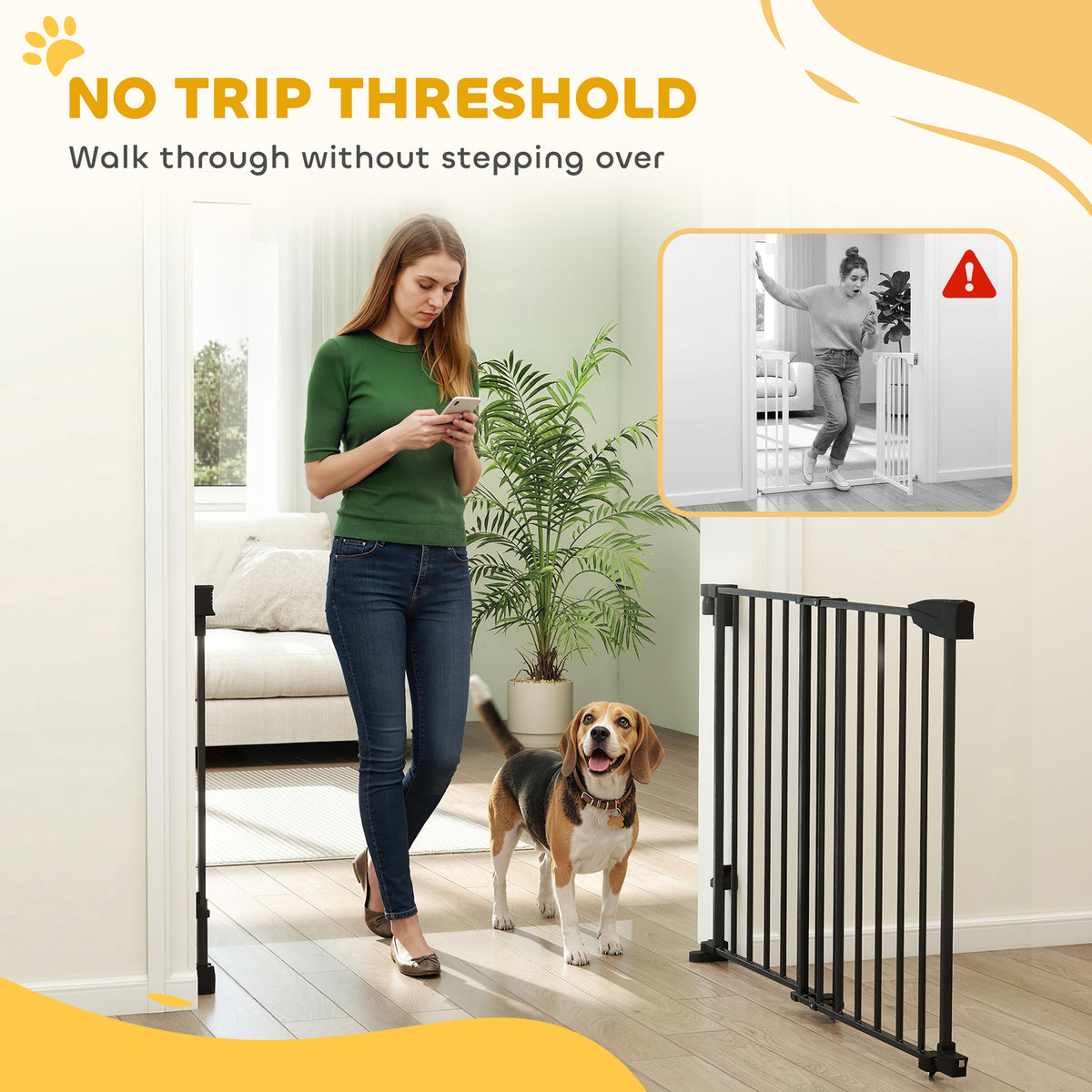 Auto-Close Pet Gate - 29"-44" Wide Black Metal Dog Gate-Dogs-DECOROLALA