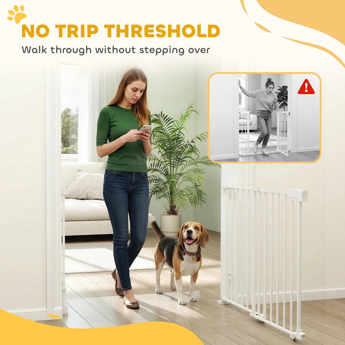 Auto-Close Pet Gate - 29"-44" Wide No-Threshold White Metal Gate-Dogs-DECOROLALA