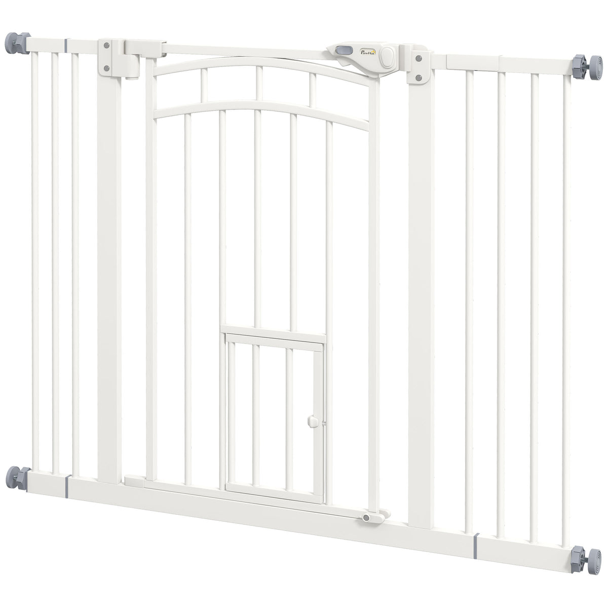 Auto-Close Pet Gate with Cat Door - White 29"-39.4" Wide-Dogs-DECOROLALA