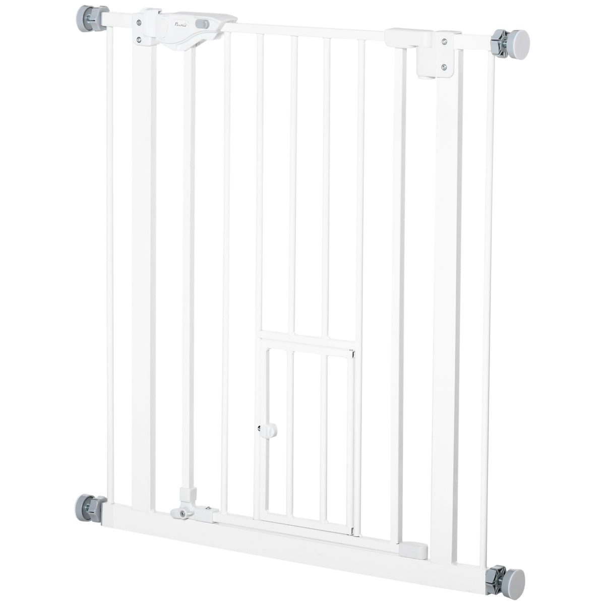 Auto-Closing Steel Pet Gate with Cat Door - Black 29-32" Wide-Dogs-DECOROLALA