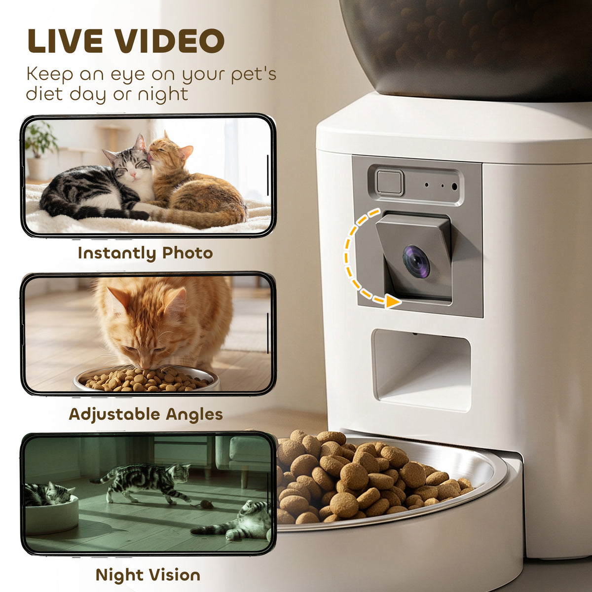 Automatic Cat Feeder with Camera - 8L WiFi App Control White-Dogs-DECOROLALA