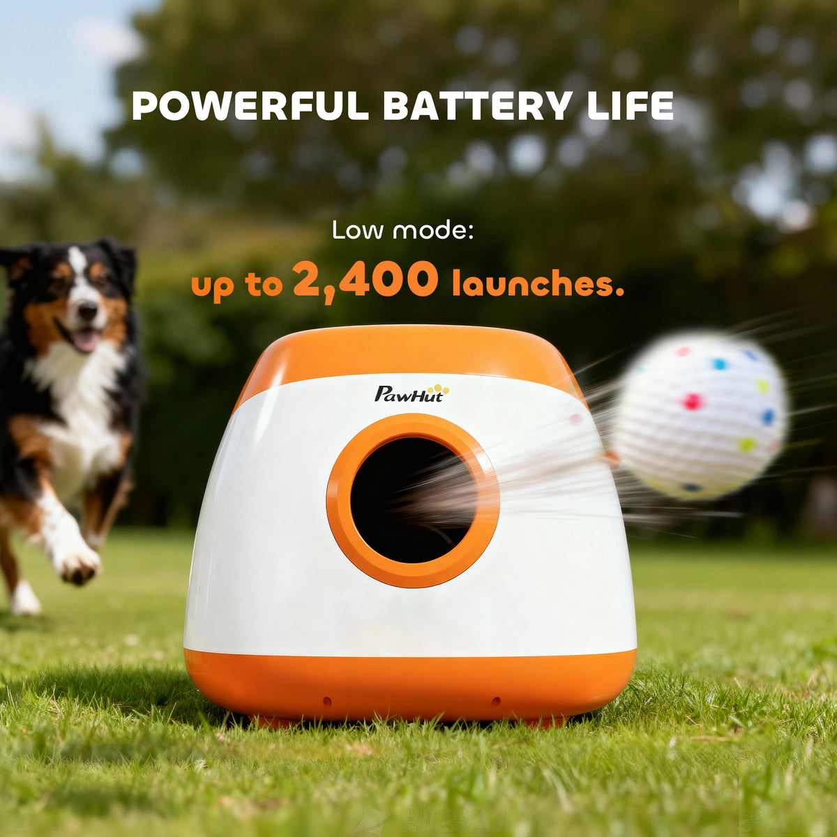 Automatic Dog Ball Launcher with 3 ETPU Balls - Orange-Dogs-DECOROLALA