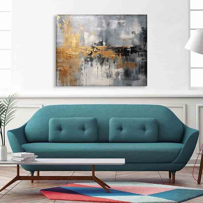 Autumn Abstract Canvas Print - Gold, Beige, Black-Wall Art-DECOROLALA