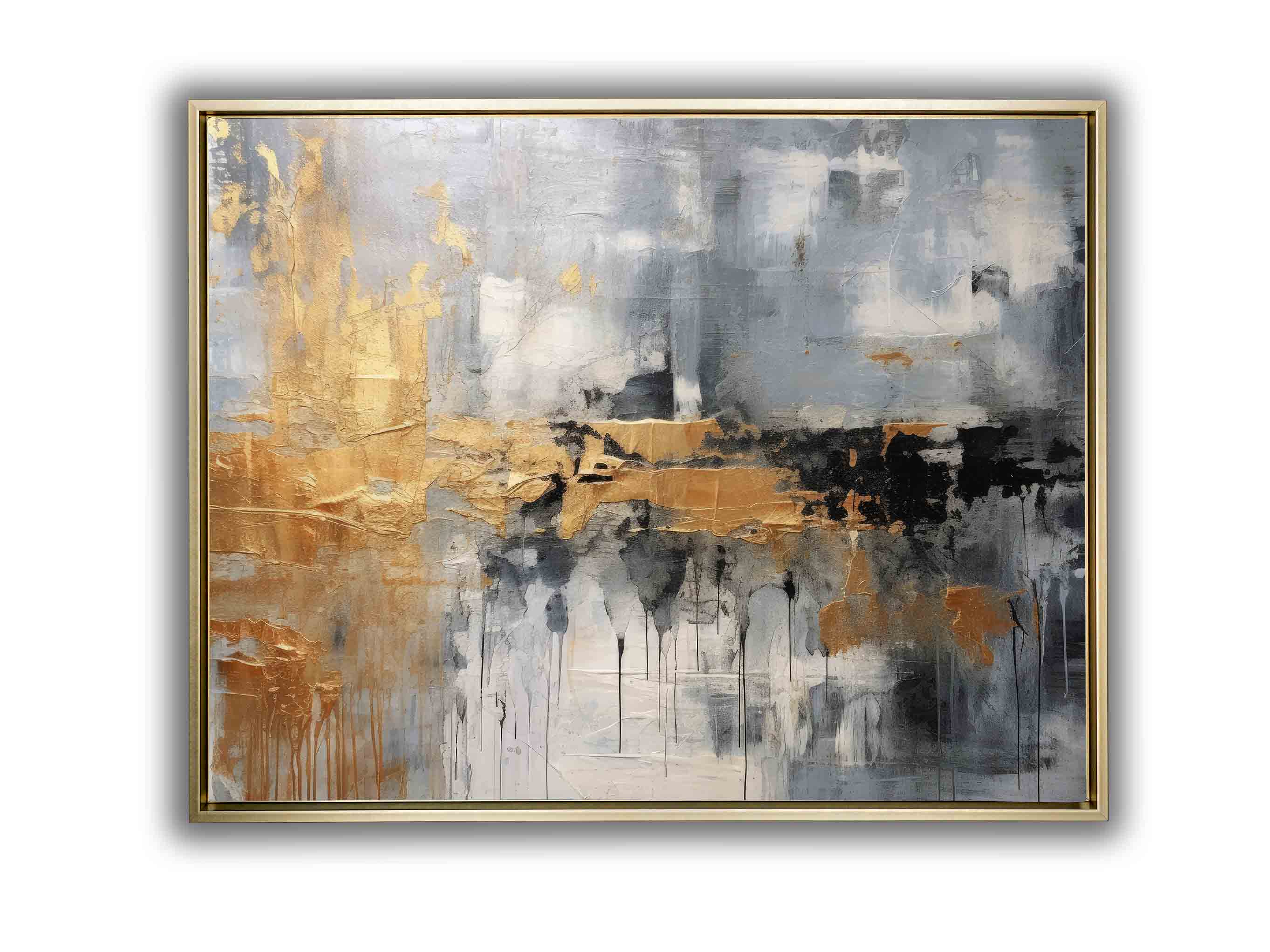 Autumn Abstract Canvas Print - Gold, Beige, Black-Wall Art-DECOROLALA