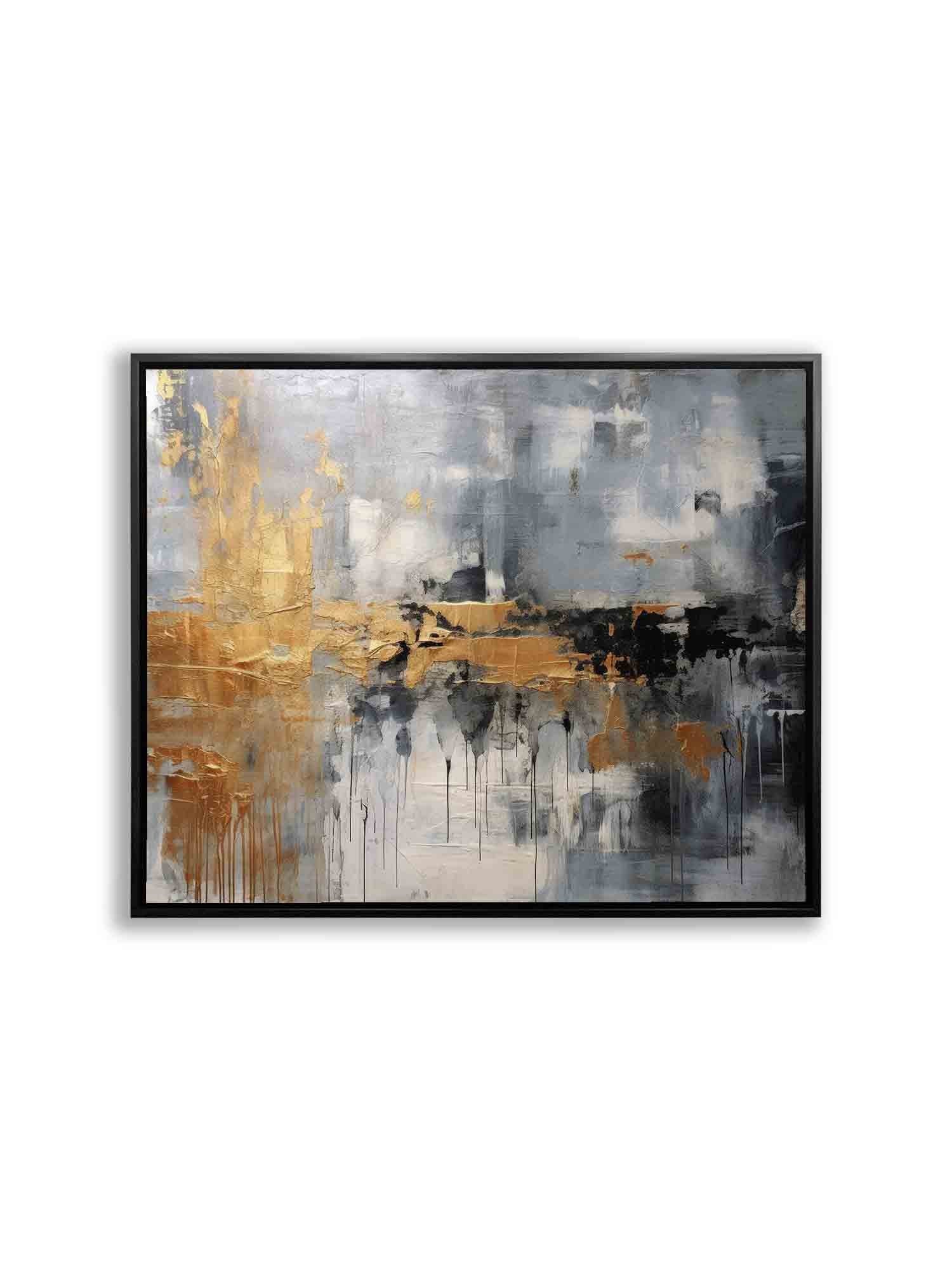 Autumn Abstract Canvas Print - Gold, Beige, Black-Wall Art-DECOROLALA