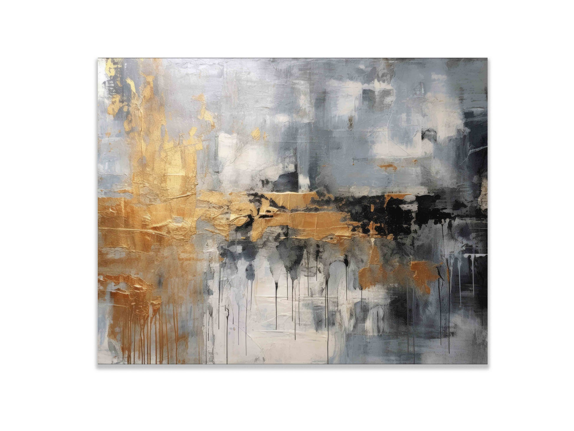 Autumn abstract canvas print-Minimalist art gold, beige, black and white-Wall Art-DECOROLALA