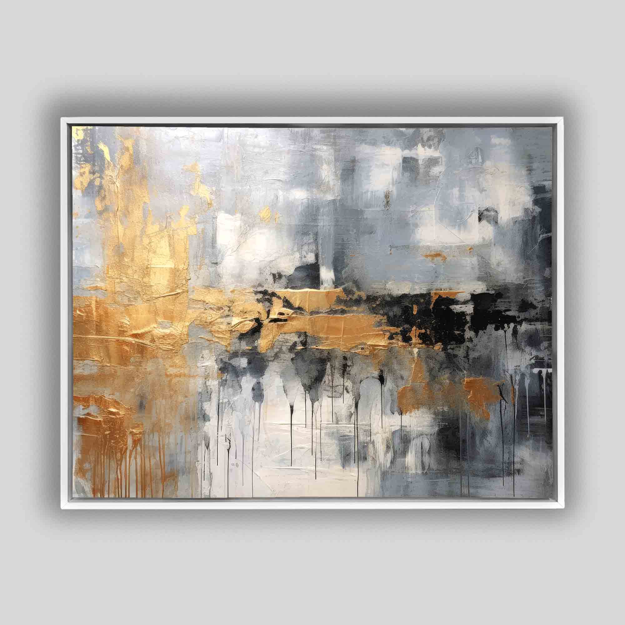 Autumn abstract canvas print-Minimalist art gold, beige, black and white-Wall Art-DECOROLALA