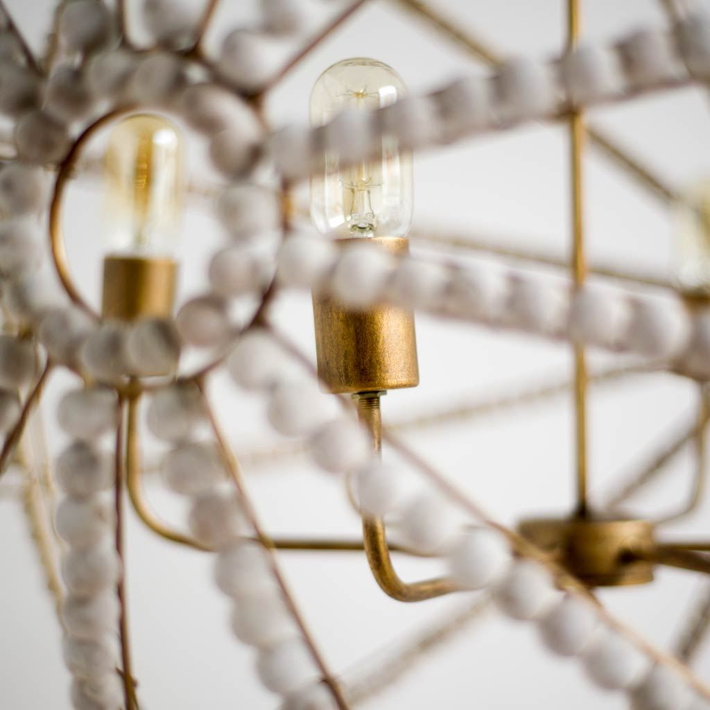 Ava II (35"x36") Metal and Wooden Bead Six Bulb Chandelier-Chandeliers-DECOROLALA