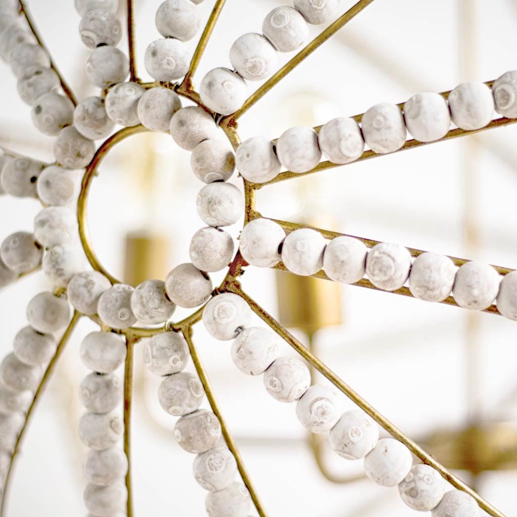 Ava II (35"x36") Metal and Wooden Bead Six Bulb Chandelier-Chandeliers-DECOROLALA