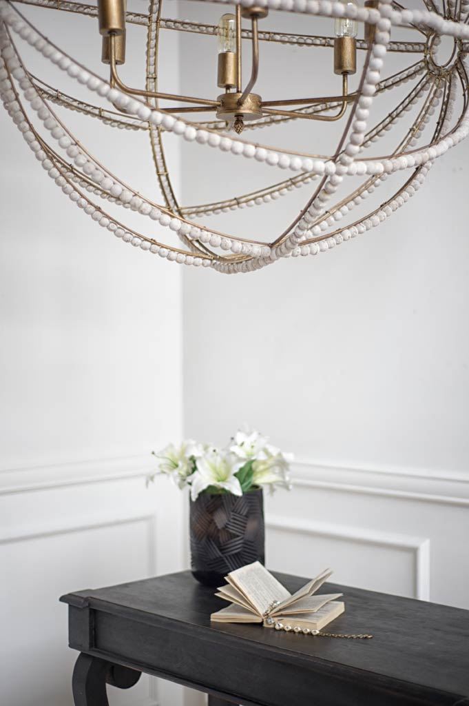 Ava II (35"x36") Metal and Wooden Bead Six Bulb Chandelier-Chandeliers-DECOROLALA