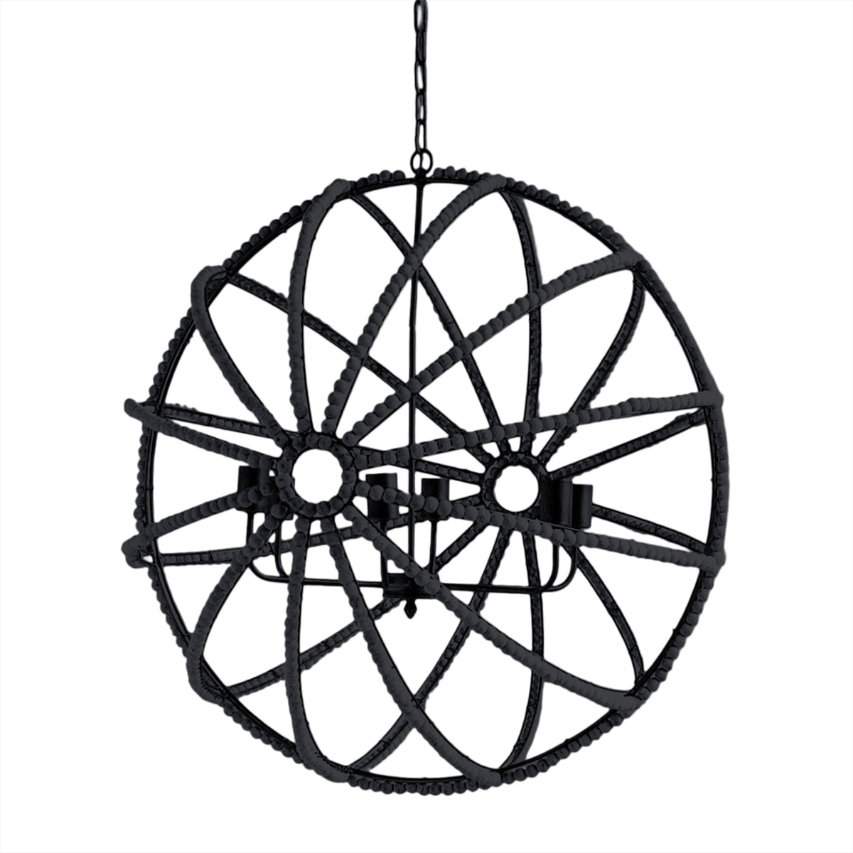 Ava II (35"x36") Metal and Wooden Bead Six Bulb Chandelier-Chandeliers-DECOROLALA