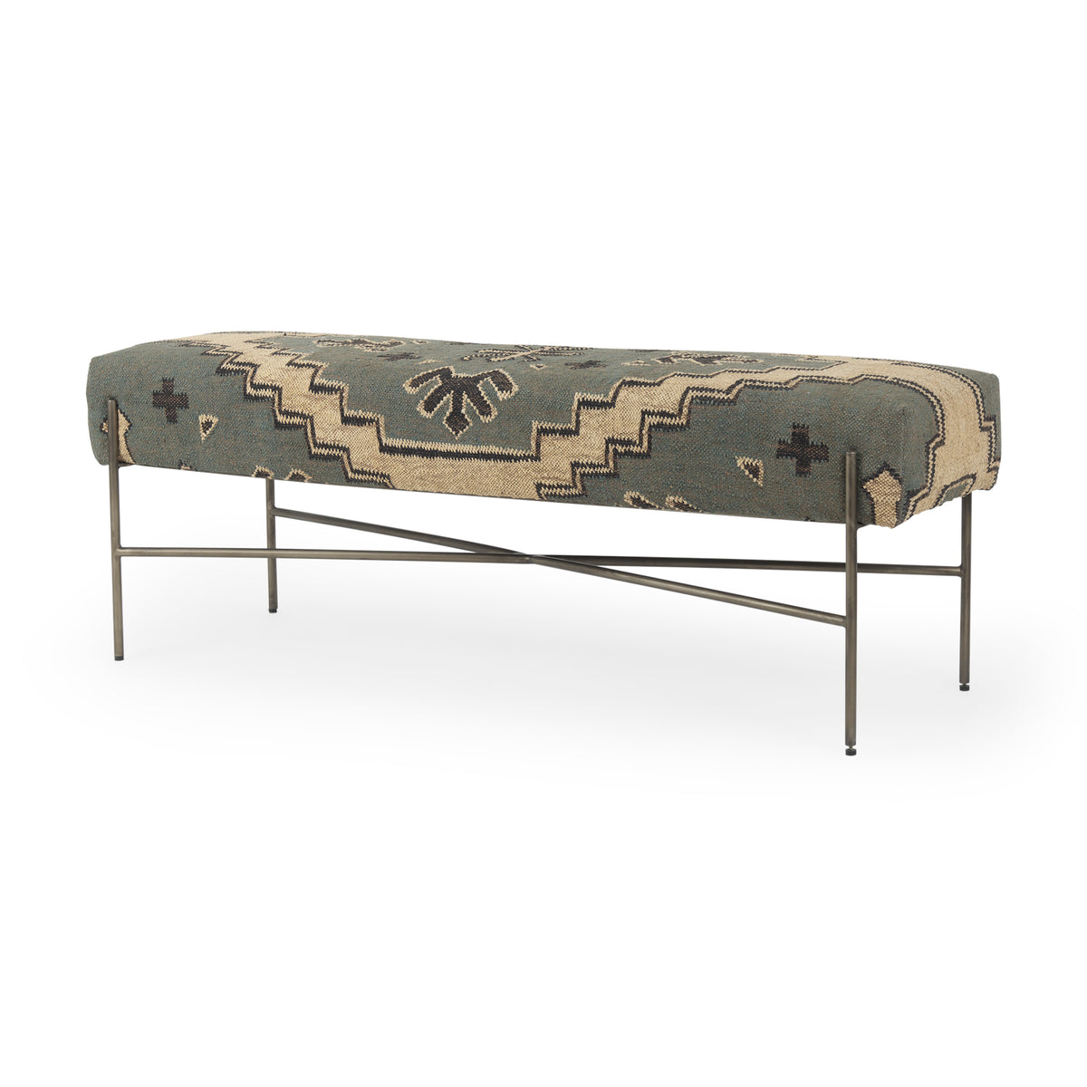 Avery I 55L x 17W Multi Colored Upholstered Patterned Seat Accent Bench-Benches-DECOROLALA
