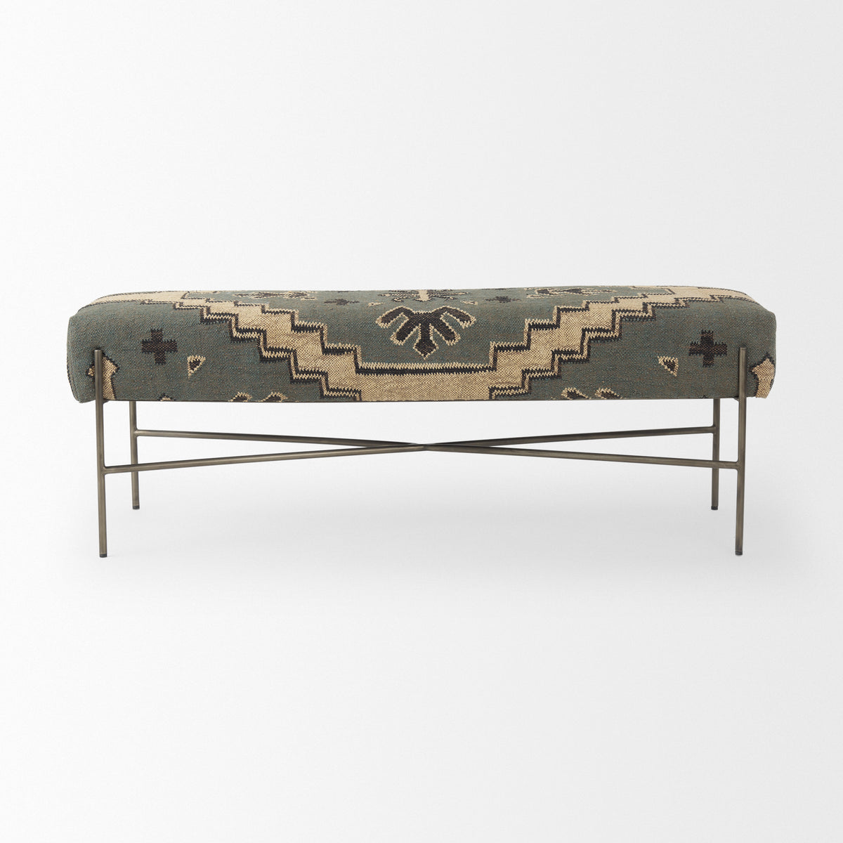 Avery I 55L x 17W Multi Colored Upholstered Patterned Seat Accent Bench-Benches-DECOROLALA
