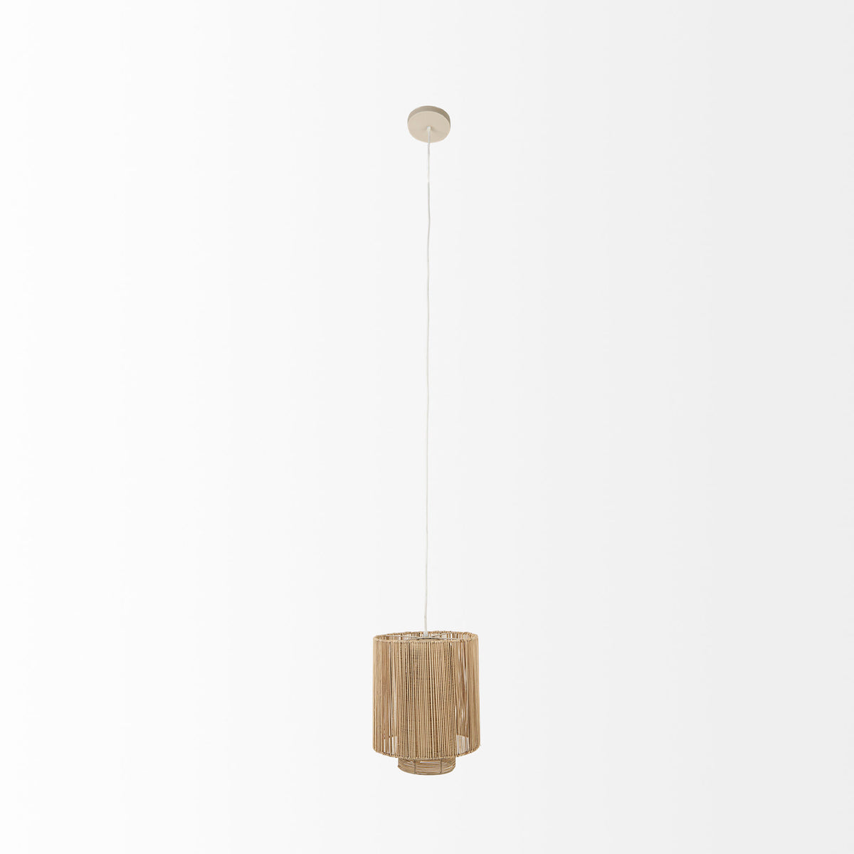 Aviario 14.2 L x 14.2 W x 14.2 H Natural Cane Cylindrical Pendant Light-Pendant Lighting-DECOROLALA