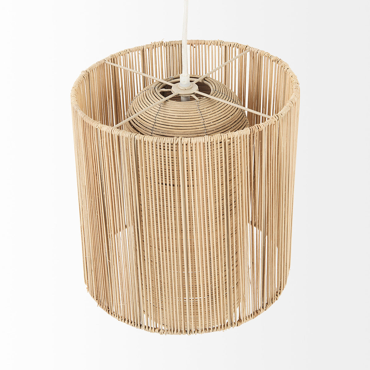 Aviario 14.2 L x 14.2 W x 14.2 H Natural Cane Cylindrical Pendant Light-Pendant Lighting-DECOROLALA