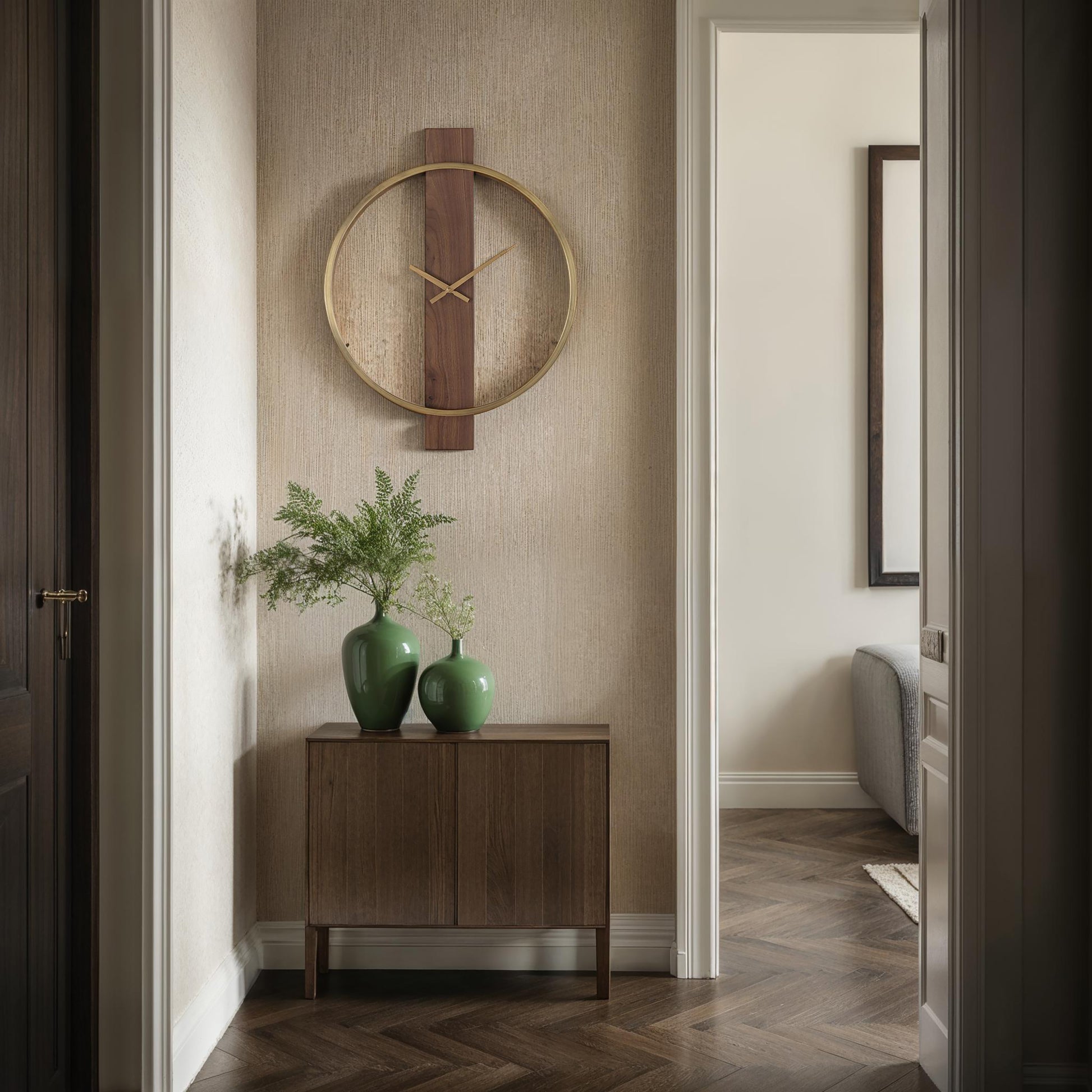 Avigail Wall Clock, Antique Brushed Brass-Wall Clock-DECOROLALA