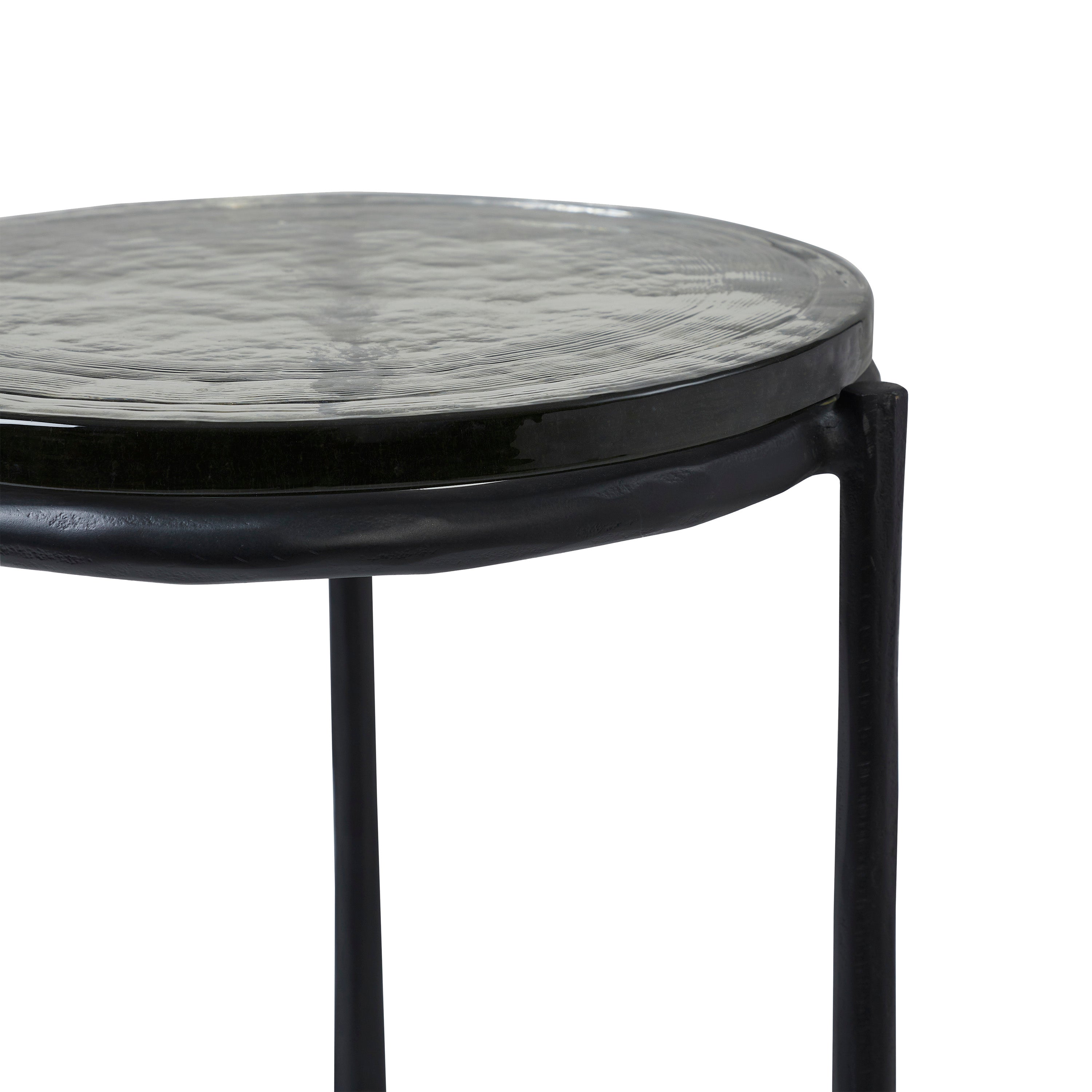 Avila Indoor Cast Aluminum Side Table, Black-End Table-DECOROLALA