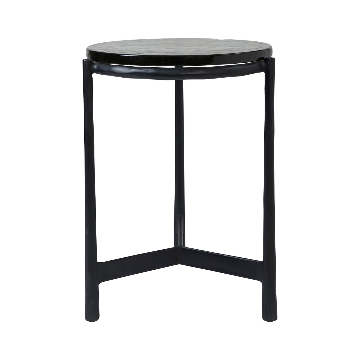 Avila Indoor Cast Aluminum Side Table, Black-End Tables-DECOROLALA